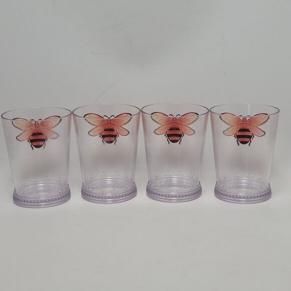 Rachel Ashwell The Prairie Collection Queen Bee Tumblers Set Of 4 Plastic Cups - Picture 3 of 11